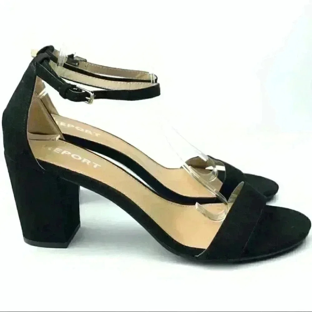 New report heels Pamela 11 black faux suede dorsay - Picture 2 of 13
